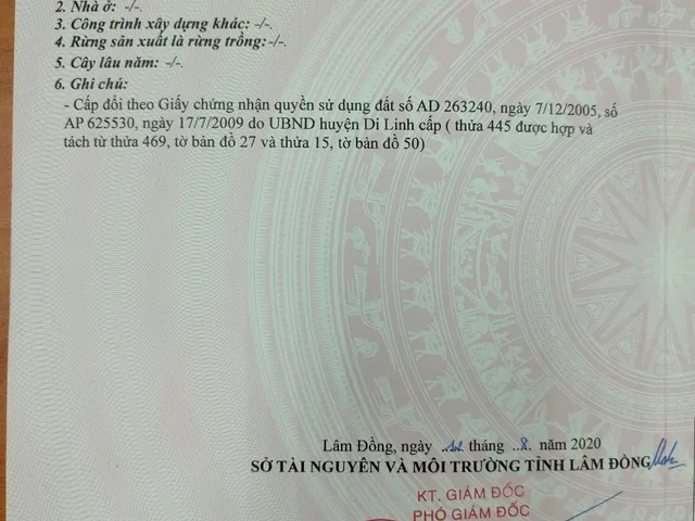 Di Linh 5 sào — trích lục sổ đỏ (che thông tin cá nhân)