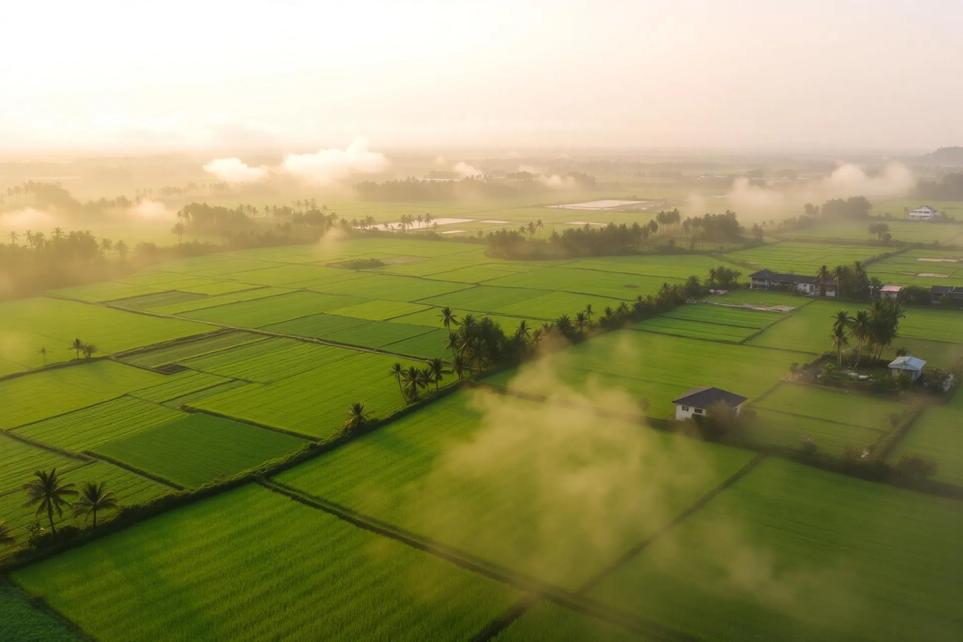 Toàn cảnh đất nông nghiệp miền Nam lúc bình minh